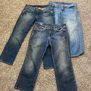Lot 3 prs LUCKY BRAND Stretch CROP JEANS * Classic Rider LOLA Peace * sz 0 / 25